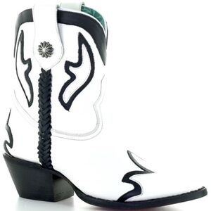 Corral Boots Braided Western White Black Bootie Boots Z0142